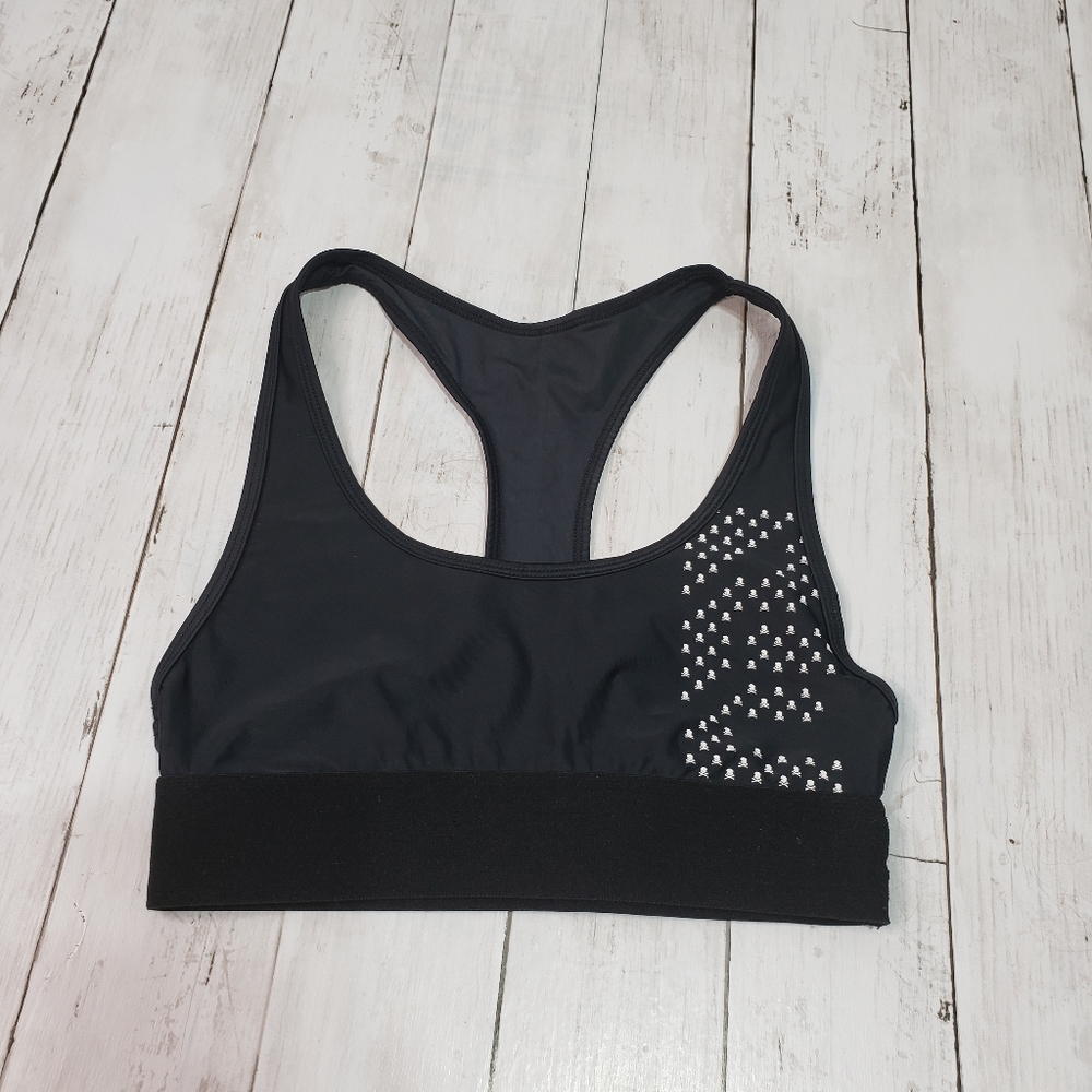 Soulcycle Black Racerback Skull Bra Top Size S/M.